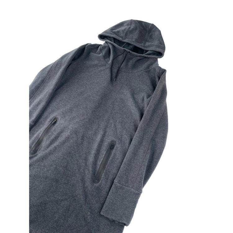 Womens Athleta Gray Fleece Lined Hooded Tunic Sweatshirt Size S