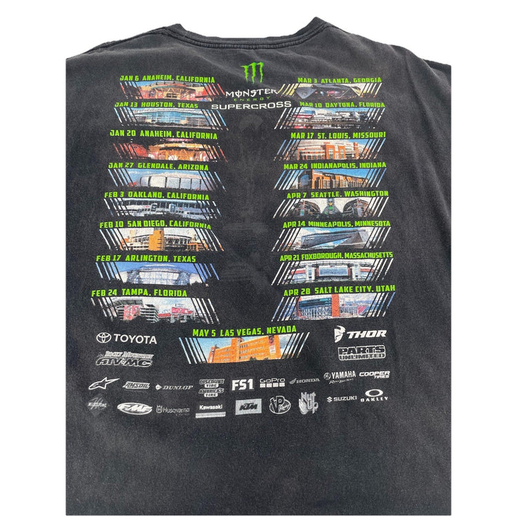 Mens Vintage Monster Energy Supercross Black Graphic T Shirt Size 2XL