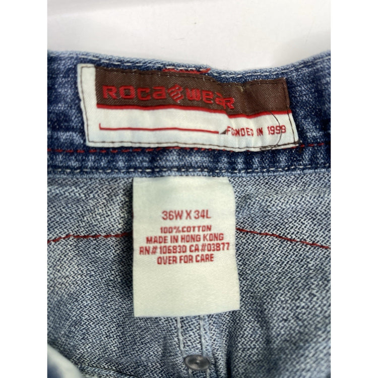 Mens Y2k Roca Wear Denim Jeans 36x34