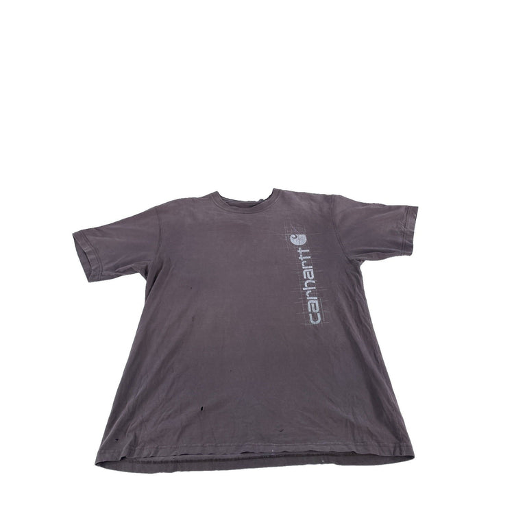 Mens Carhartt Brown Solid Tee Side Logo Size Xl Distressed