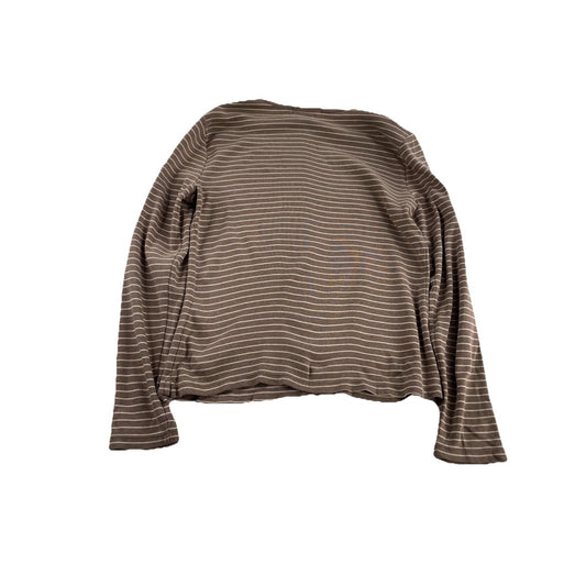 Womens Lauren Ralph Lauren Size Medium Tan Striped Long Sleeve