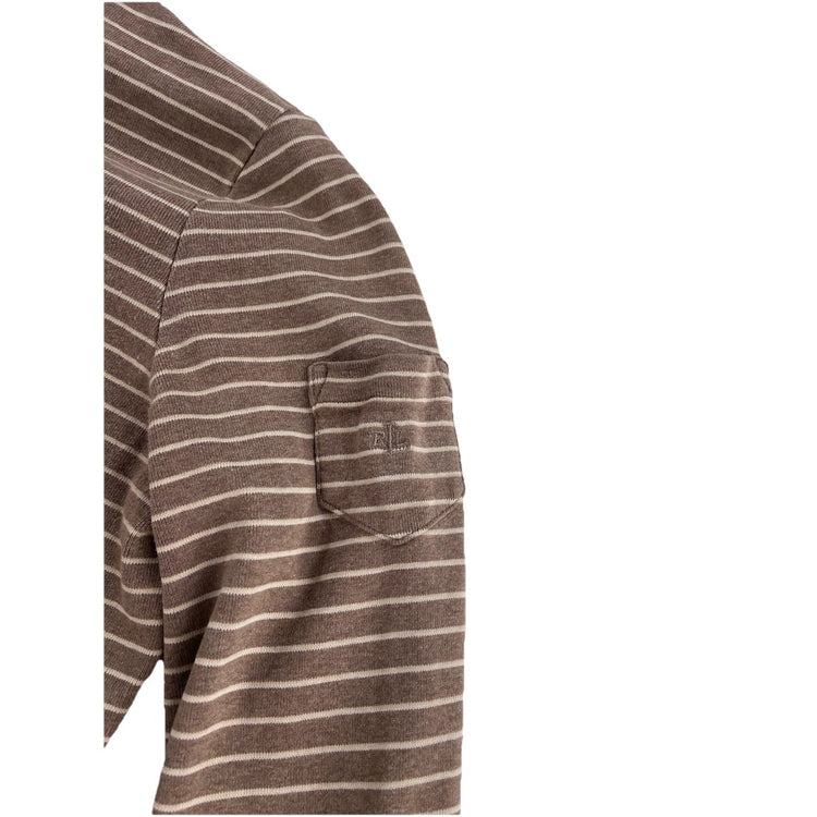 Womens Lauren Ralph Lauren Size Medium Tan Striped Long Sleeve