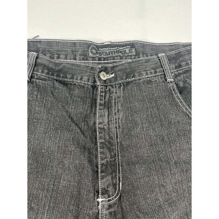Y2K Black Dark Wash Denim Southpole Baggy Shorts 46x17