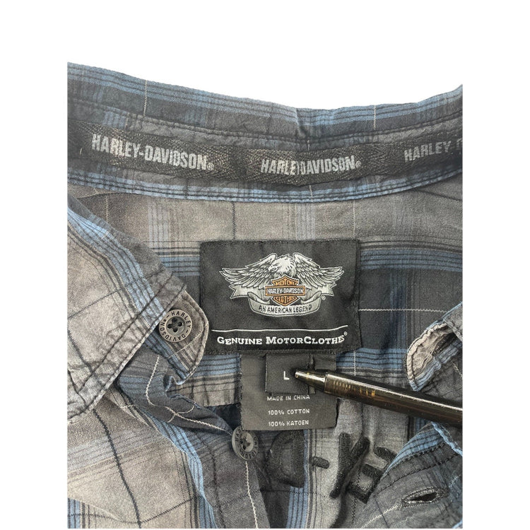 Men’s Harley Davidson Genuine Motorclothing Plaid ButtonUp SS Shirt Size L