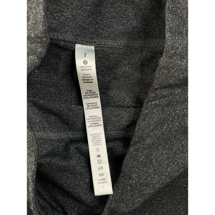 Women's Lululemon Athletica Charcoal Grey High-Rise Cropped Leggings Size 2