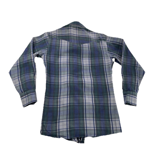 Mens Vintage Panhandle Slim-Fit Long Sleeve Western Plaid Shirt Size 14 1/2 33