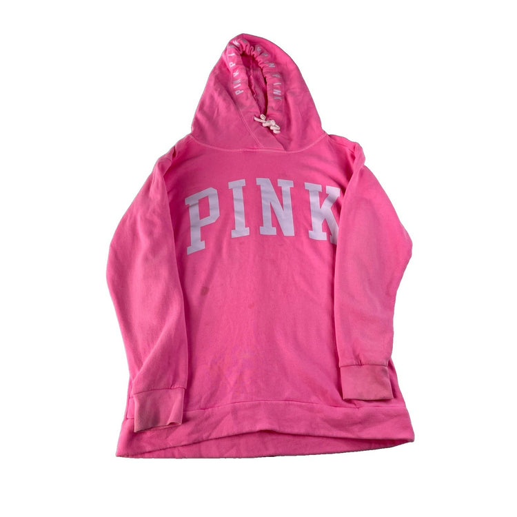 Women Victoria's Secret PINK  Bright Pink Pullover Hoodie White Logo Size XS