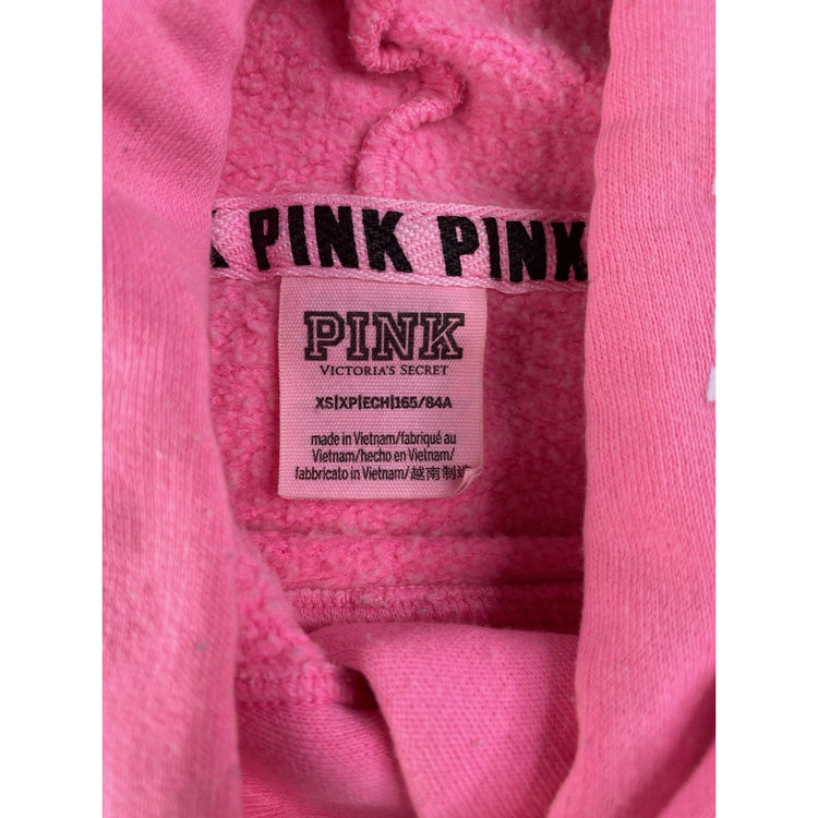 Women Victoria's Secret PINK  Bright Pink Pullover Hoodie White Logo Size XS