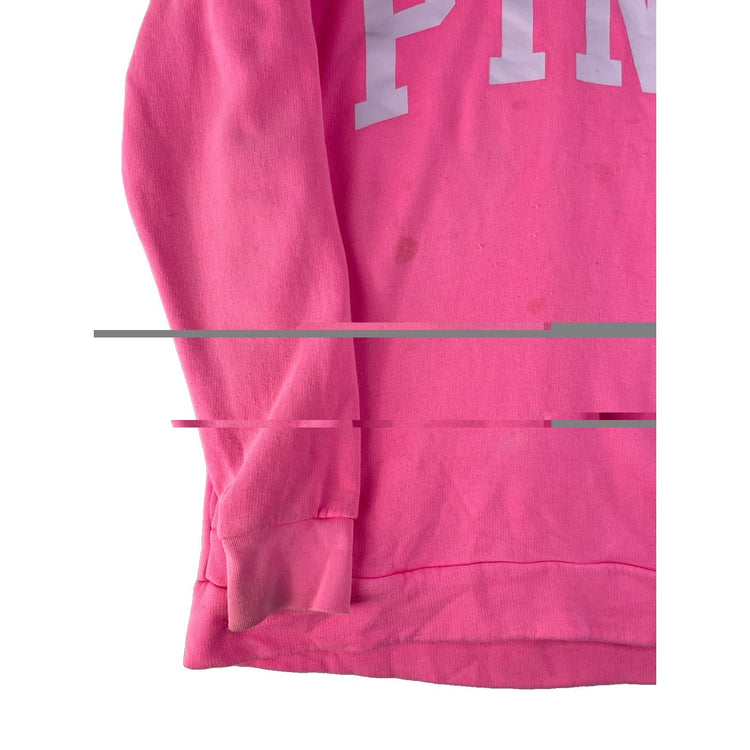 Women Victoria's Secret PINK  Bright Pink Pullover Hoodie White Logo Size XS