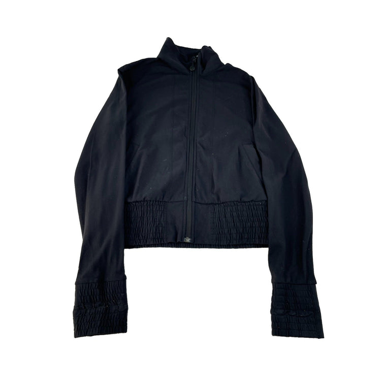 Women's Lululemon Athletica Black Full-Zip Ruched Hem Track Jacket Size 8