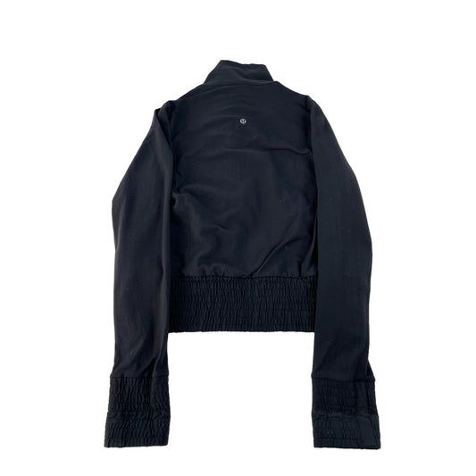 Women's Lululemon Athletica Black Full-Zip Ruched Hem Track Jacket Size 8
