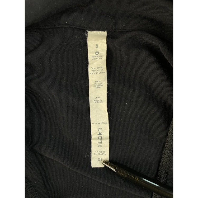 Women's Lululemon Athletica Black Full-Zip Ruched Hem Track Jacket Size 8