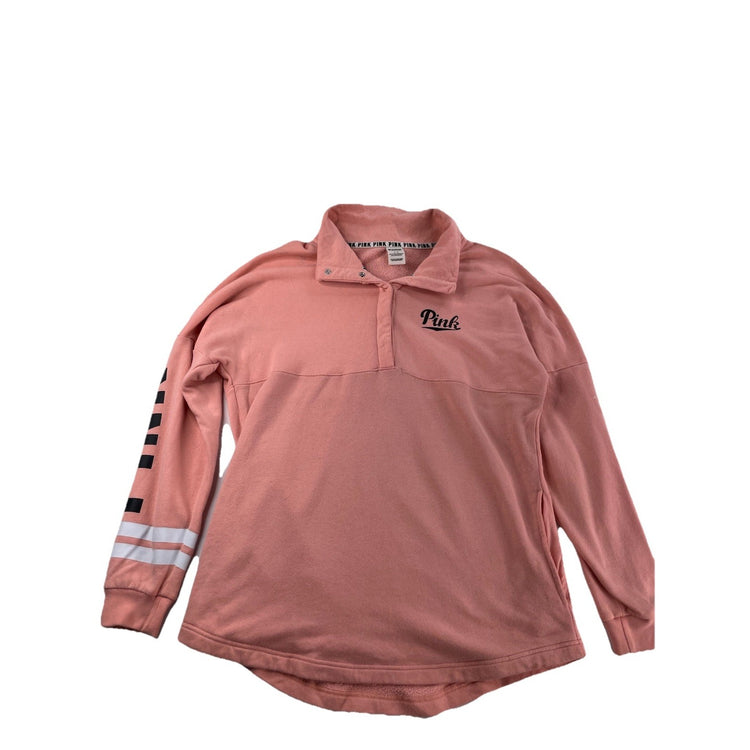 Womens Victoria Secret PINK Long Sleeve 1/2 Button Up Sweatshirt Size L