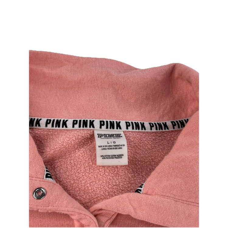 Womens Victoria Secret PINK Long Sleeve 1/2 Button Up Sweatshirt Size L