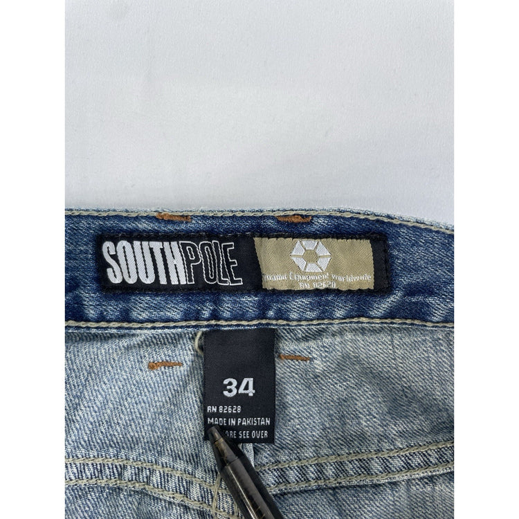 Mens South Pole Blue Denim Bermuda Jean Shorts Size 34
