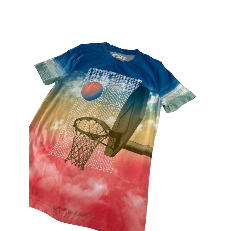 Boys Abercrombie Kids Multicolor Tie Dye Basketball Graphic Tee Size 15/16