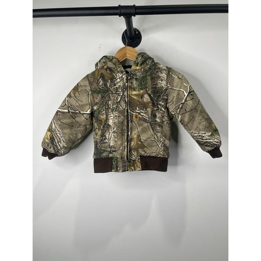 Carhartt Kids Toddler Size 4T RealTree Camo Lined Hooded Zip Up Jacket