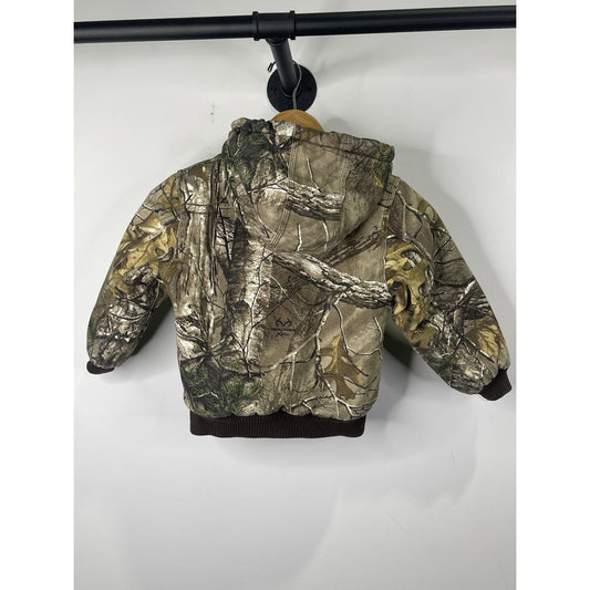 Carhartt Kids Toddler Size 4T RealTree Camo Lined Hooded Zip Up Jacket