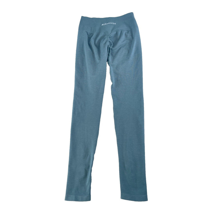 Women's Alphalete Seamless Ruched High-Waisted Leggings Blue-Green Size M