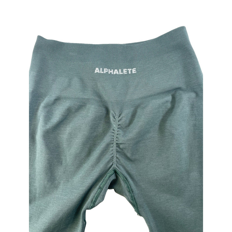Women's Alphalete Seamless Ruched High-Waisted Leggings Blue-Green Size M
