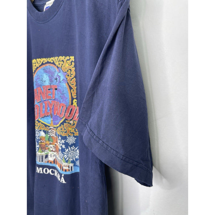 Men’s VTG Planet Hollywood Moscow T-Shirt Navy Blue 1991 USA Made Sz L