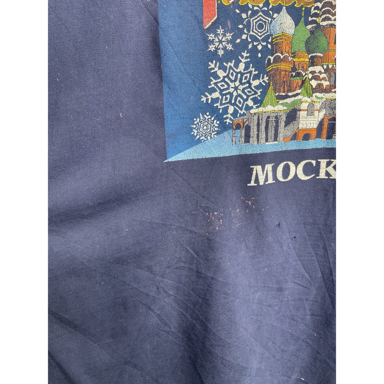 Men’s VTG Planet Hollywood Moscow T-Shirt Navy Blue 1991 USA Made Sz L