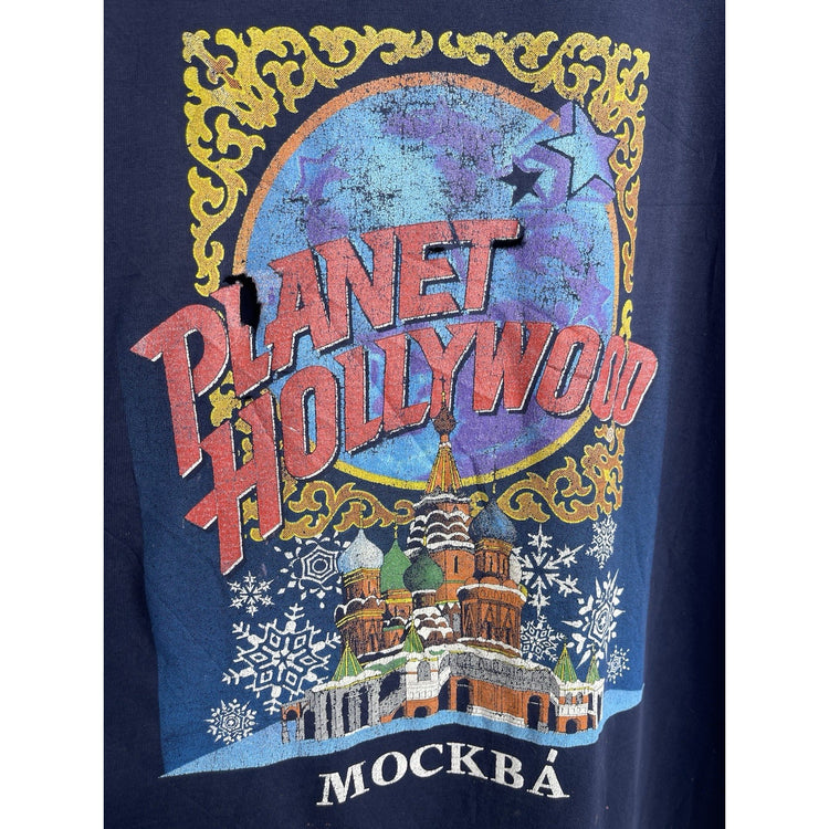 Men’s VTG Planet Hollywood Moscow T-Shirt Navy Blue 1991 USA Made Sz L