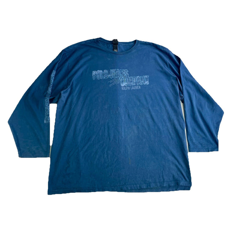 Mens Ralph Lauren Size 5XL Blue ‘Polo Jean Company’ Long Sleeve Shirt