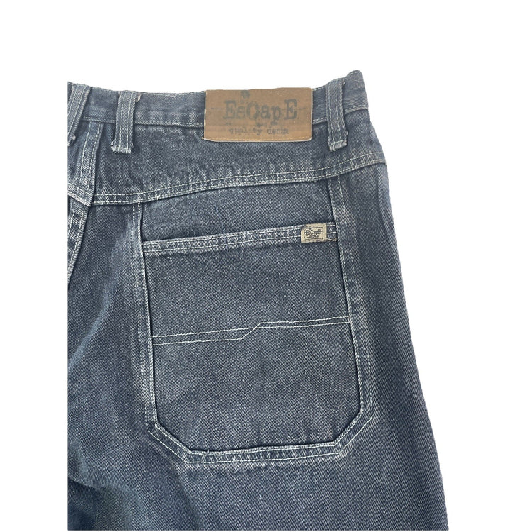 Mens Vintage Escape Baggy Streetwear Black Denim Pants Size 40x30