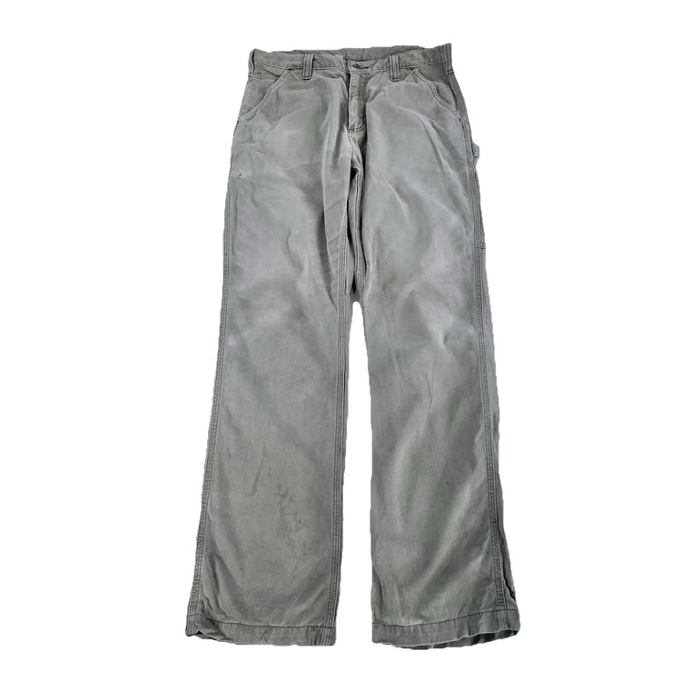 Mens Carhartt Gray B324 Canvas Work Dungaree Carpenter Jeans Size 34X32