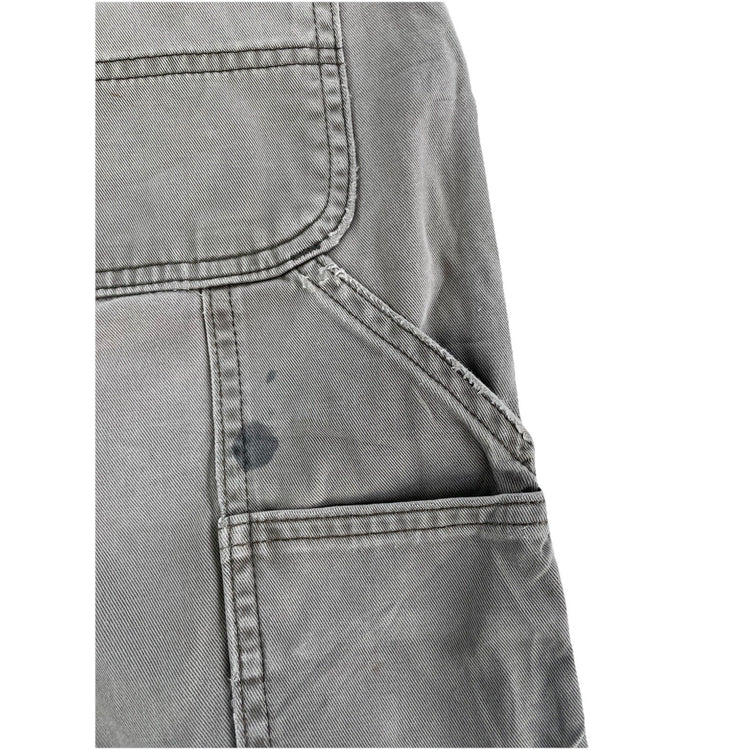 Mens Carhartt Gray B324 Canvas Work Dungaree Carpenter Jeans Size 34X32