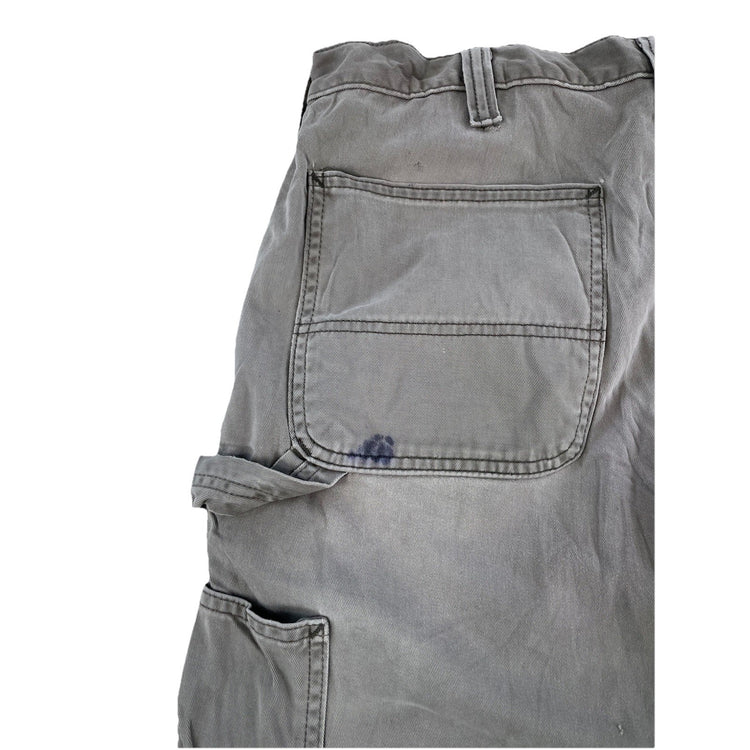 Mens Carhartt Gray B324 Canvas Work Dungaree Carpenter Jeans Size 34X32