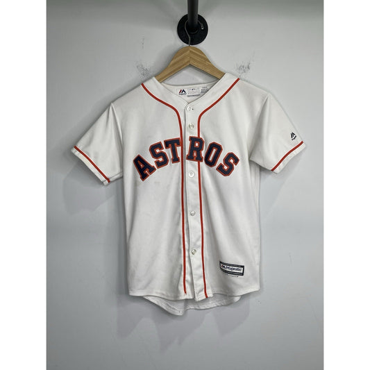 Youth Sz M 10-12 White Houston Astros Jersey Majestic Tag Brand
