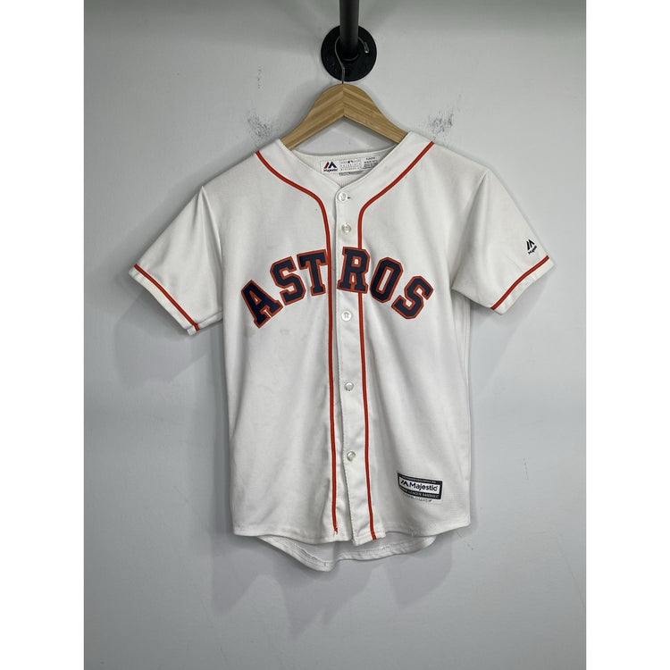 Youth Sz M 10-12 White Houston Astros Jersey Majestic Tag Brand