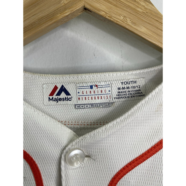 Youth Sz M 10-12 White Houston Astros Jersey Majestic Tag Brand