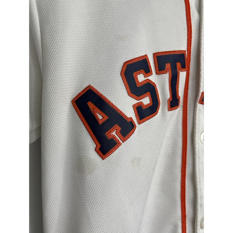Youth Sz M 10-12 White Houston Astros Jersey Majestic Tag Brand
