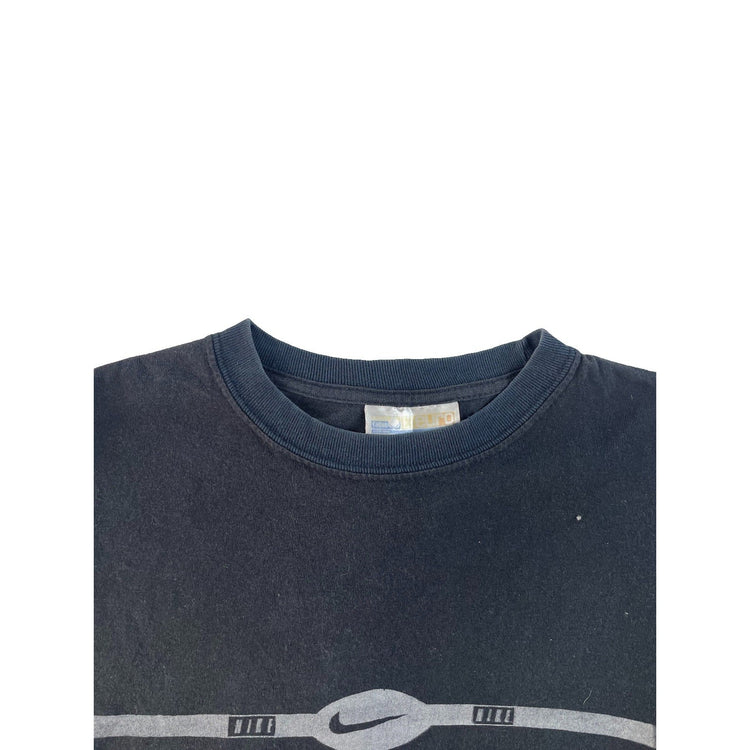 Mens Vintage Nike Long Sleeve T-Shirt Black Graphic Logo Tee Size XL/L Heavy