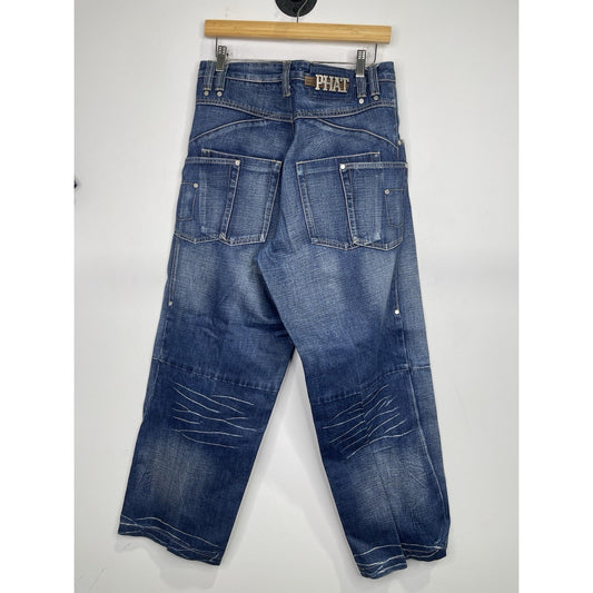 Men’s Vintage Phat Farm Loose Jeans Denim Blue Streetwear Y2K Jeans 32x31