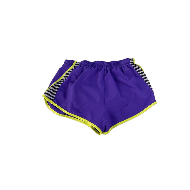 Women's Nike Dri-Fit Athletic Running Shorts, Purple with Neon Trim, Size S