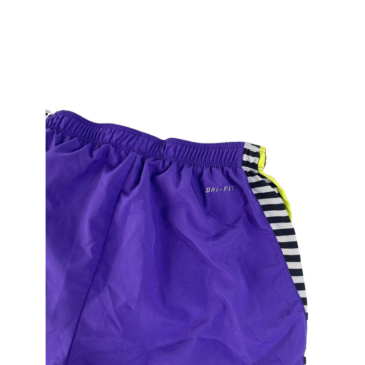 Women's Nike Dri-Fit Athletic Running Shorts, Purple with Neon Trim, Size S
