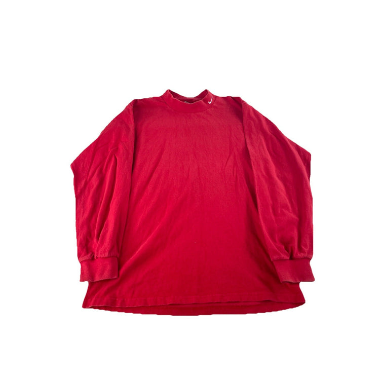 Mens Nike Red Embroidered Mock Neck Sweatshirt Size Medium