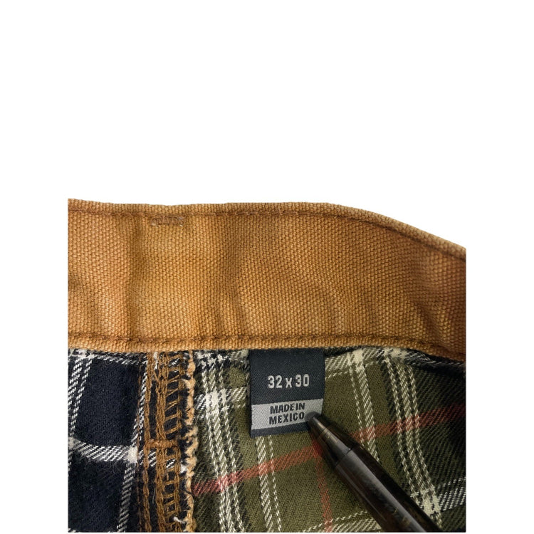 Mens Carhartt Brown Loose Fit  Flannel Lined Pants Size 32x30