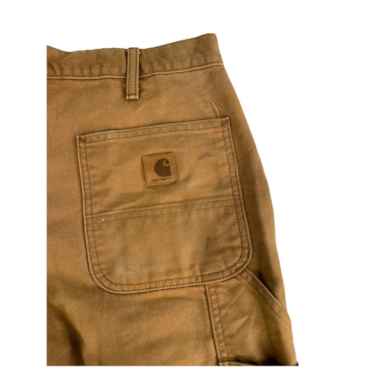 Mens Carhartt Brown Loose Fit  Flannel Lined Pants Size 32x30