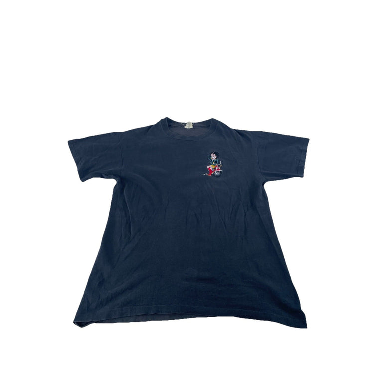 Mens Vintage College Ware Black Embroidered Biker Betty Boop T Shirt Size Large