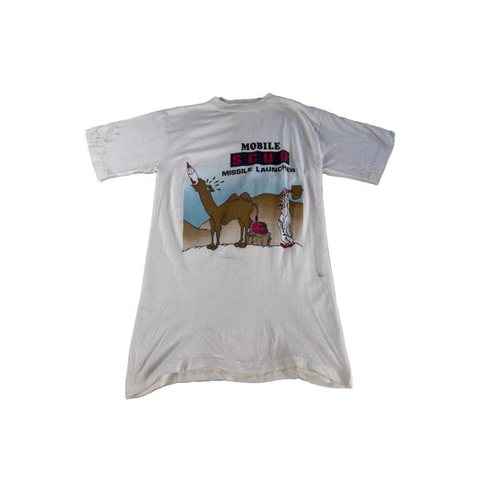 Mens Vintage 1990s White ‘Mobile Scud Missile Launcher’ Graphic T Shirt Size XL