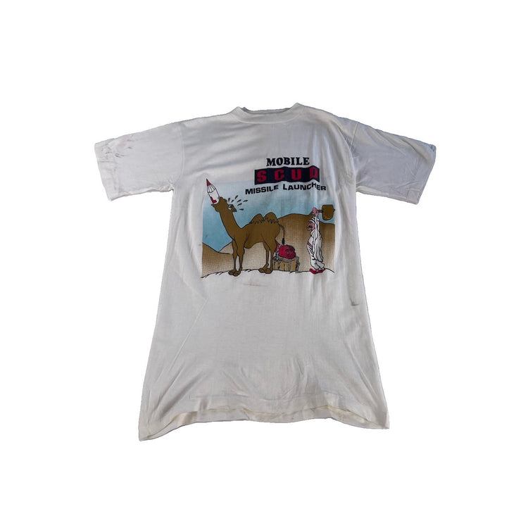 Mens Vintage 1990s White ‘Mobile Scud Missile Launcher’ Graphic T Shirt Size XL
