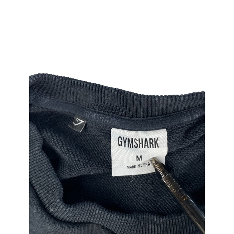 Womens Gymshark Black Gray Graphic Tape Accent Cropped Sweatshirt Size M