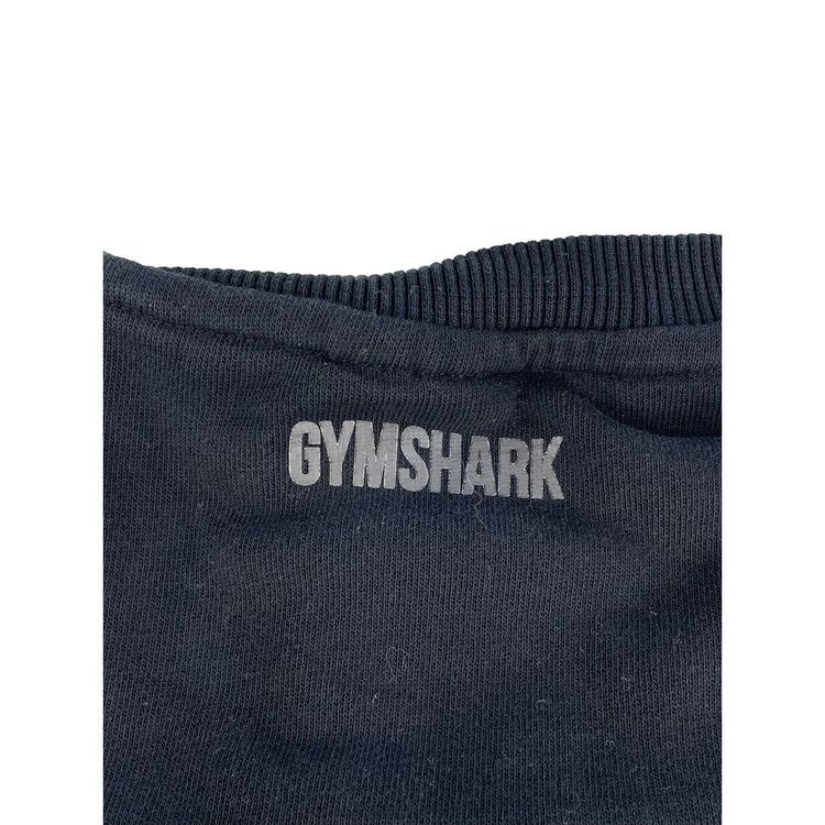 Womens Gymshark Black Gray Graphic Tape Accent Cropped Sweatshirt Size M