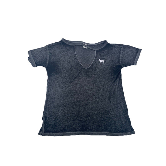 Womens Victoria Secret Faux V-neck Dark Gray T-Shirt Size XS