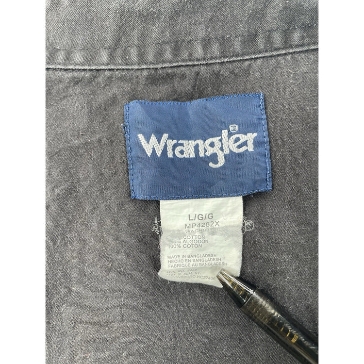 Mens Wrangler Western Black Long Sleeve ButtonUp Rainbow Prints, Size LG